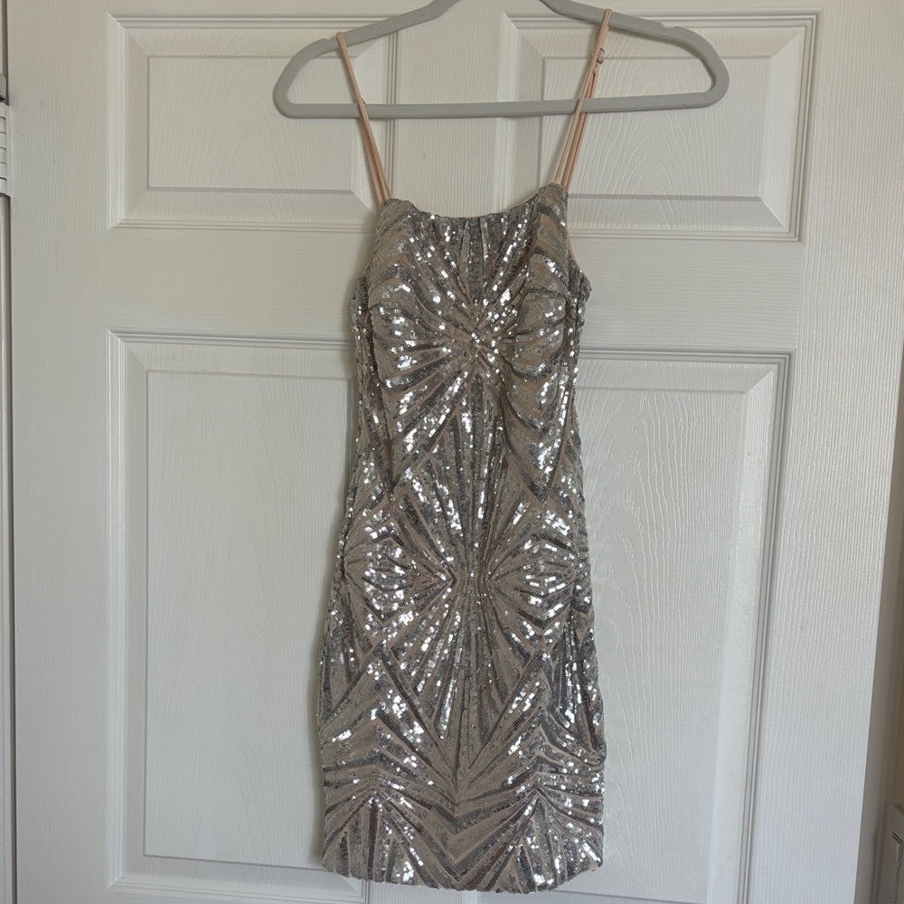 Lulu’s Sequin Silver Mini Dress